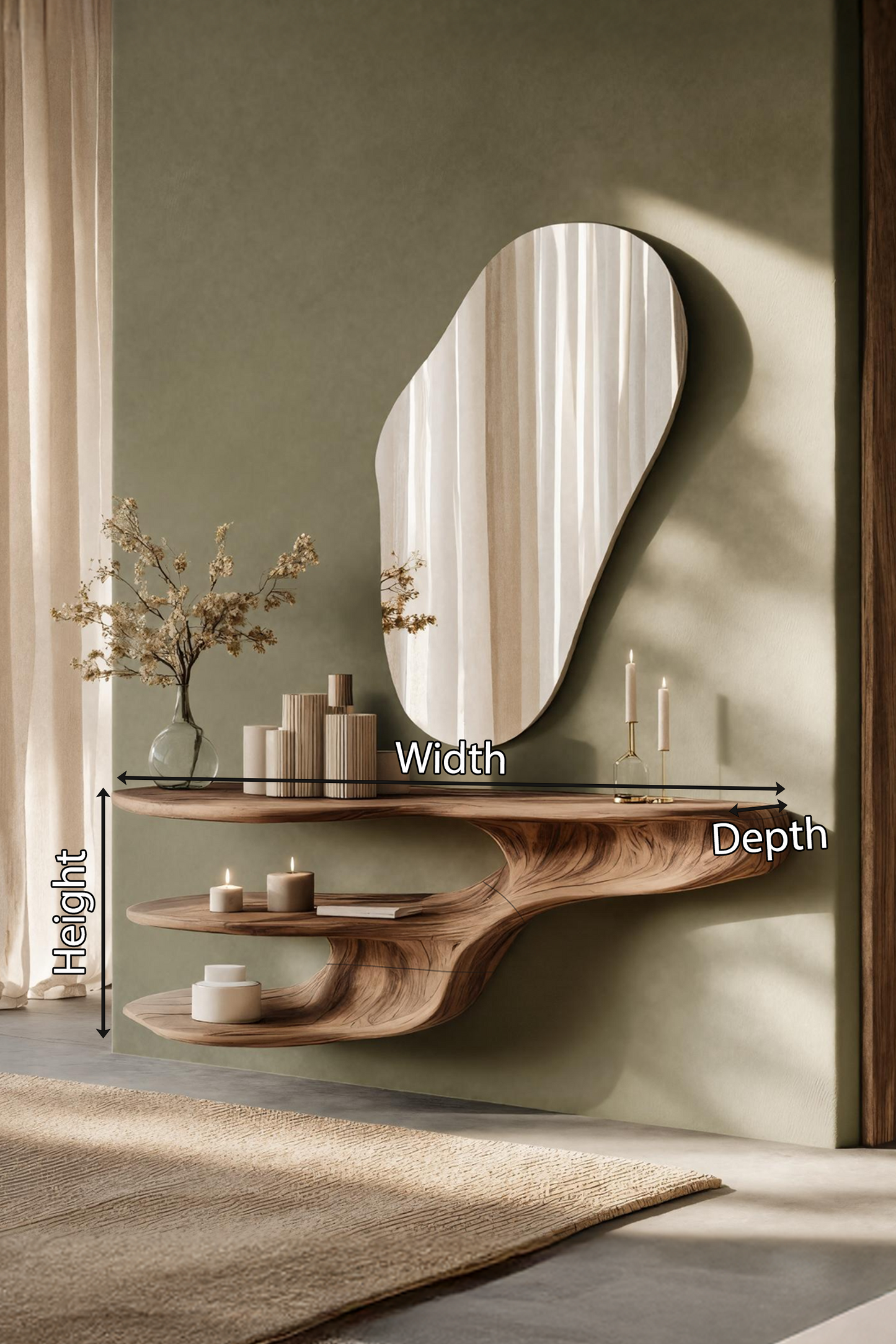 Rustic Solid Wood Vanity For Bedroom Makeup Organization