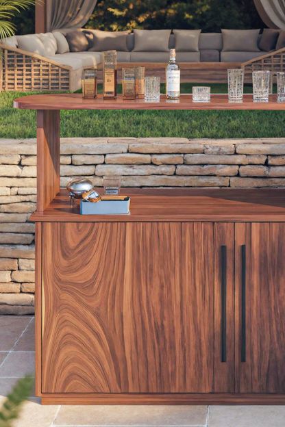Modern Outdoor Bar Table With Cabinet For Patio Or Poolside