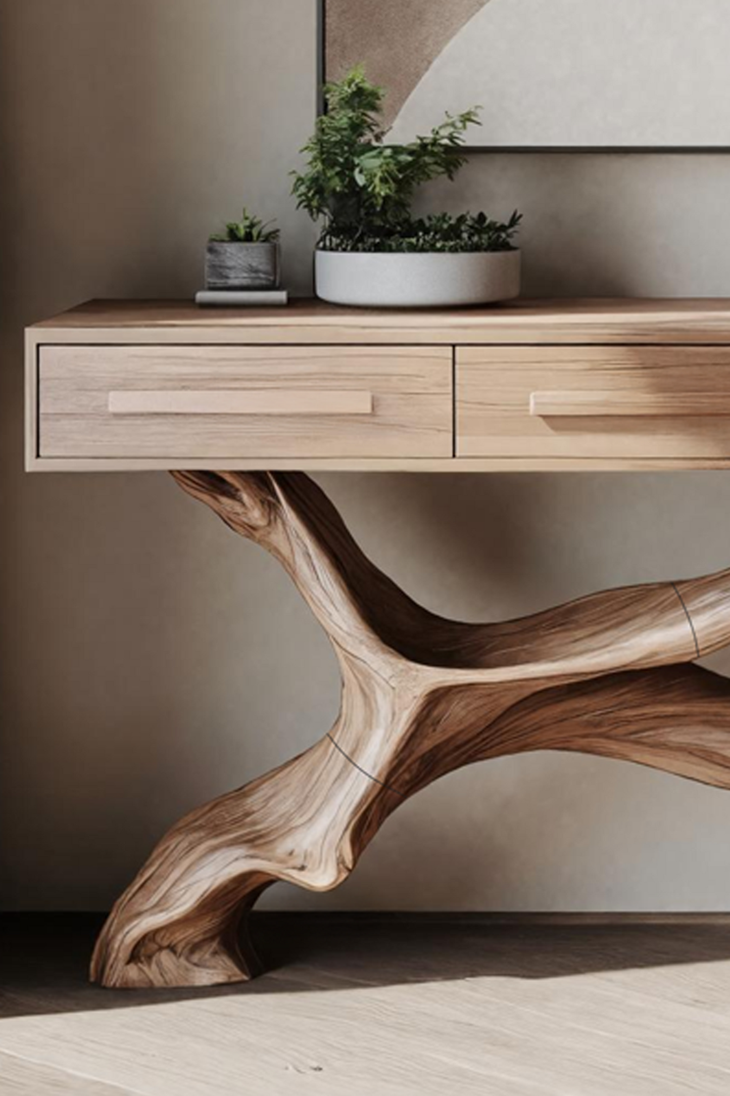 Mid Century Live Edge Entryway Table For Bedroom Rustic Accent