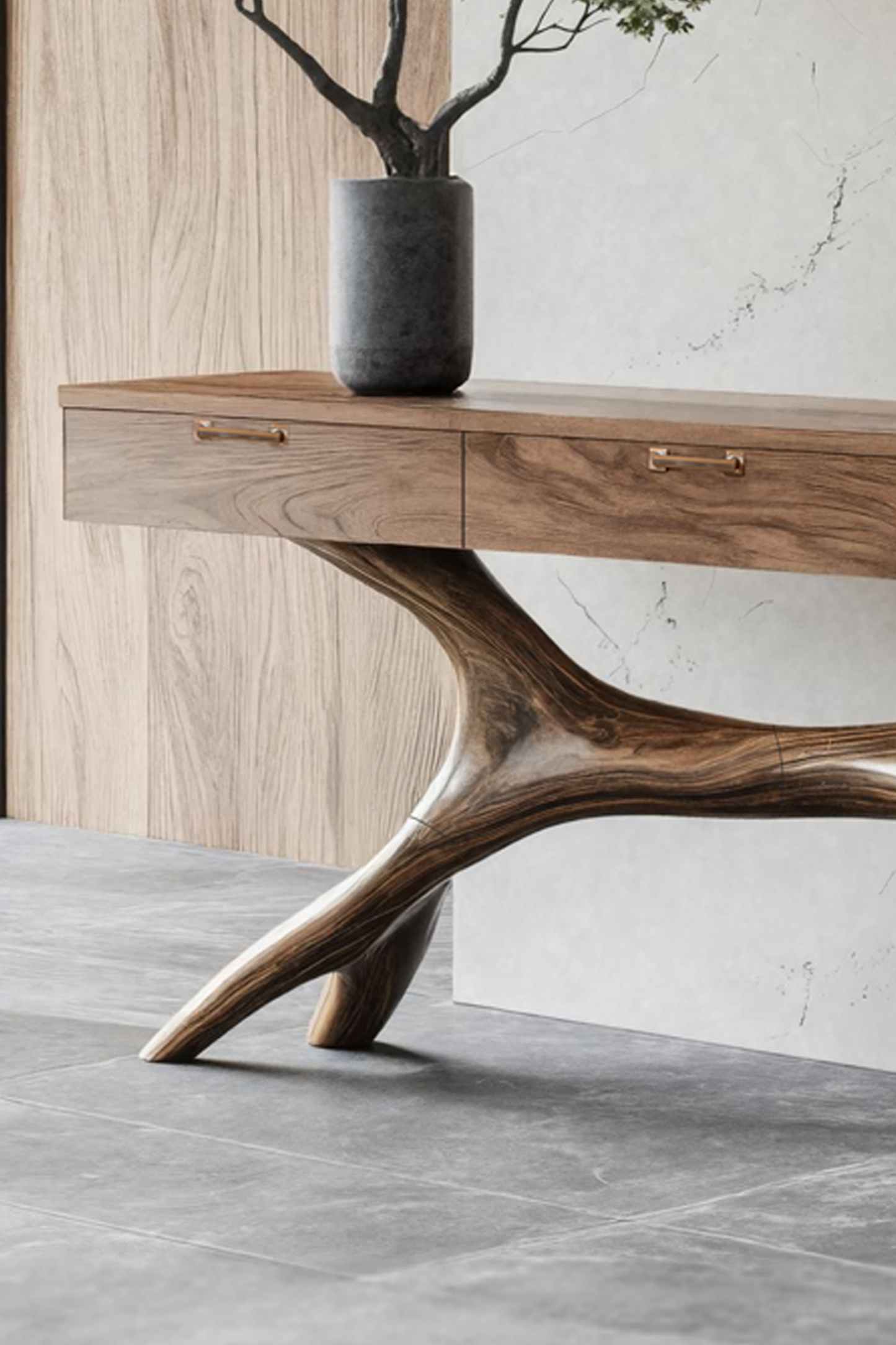 Farmhouse Wooden Console Table For Furniture Decor With Drawers