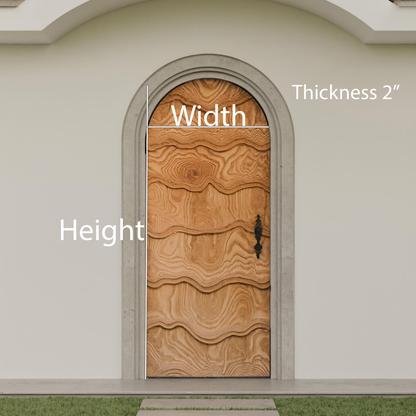 Artistic Arched Front Door With Carved Wave For Villa Or Architecture