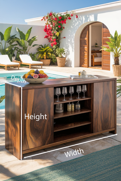 Modern Outdoor Bar Cabinet With Wine Storage For Patio