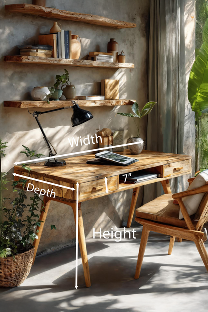 Mid Century Desk With Drawers And Tapered Legs For Studio