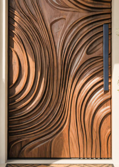 Modern Arched Front Door With Flowing Sculpted Design For Villa