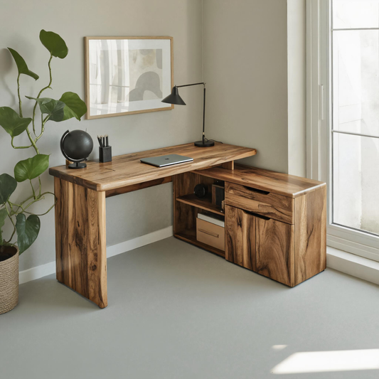 Contemporary L Shaped Desk With Drawers For Home Office