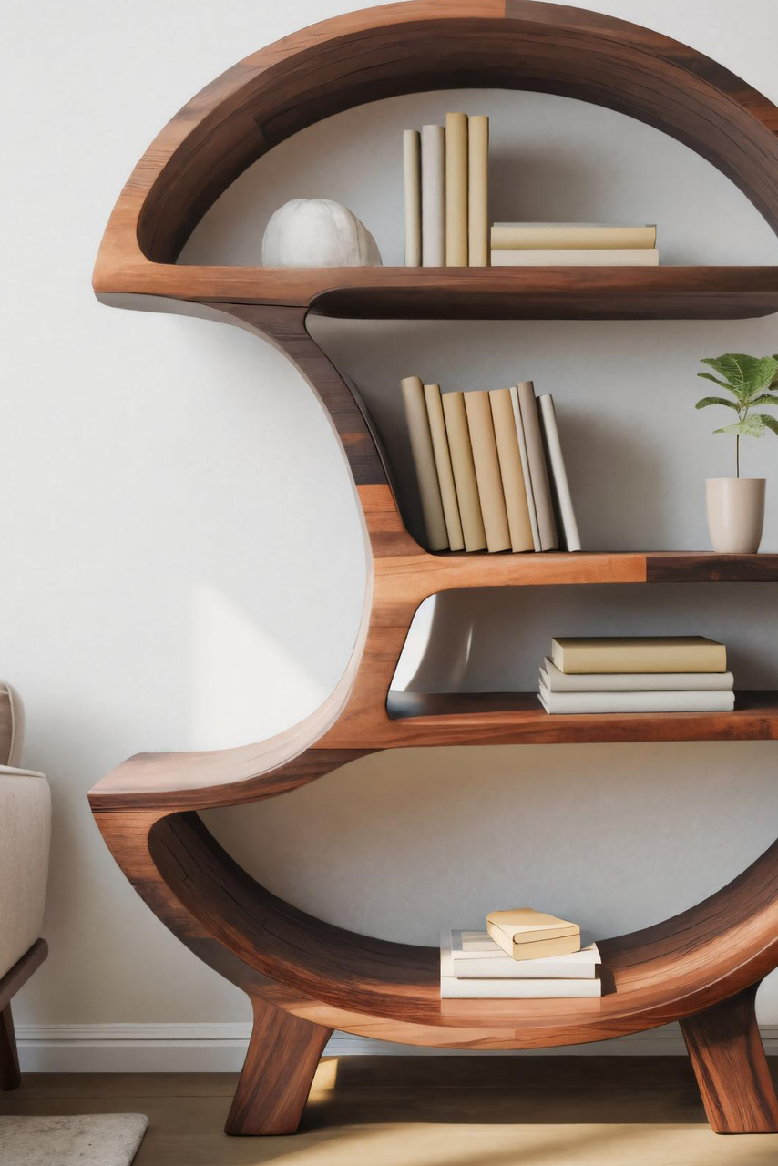 Modern Organic Bookshelf For Living Room Or Office