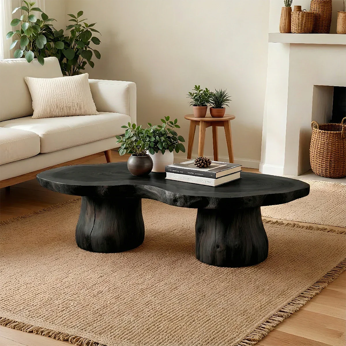 Black coffee table with refined leg details