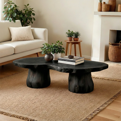 Black coffee table with refined leg details