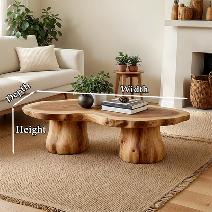 Brown coffee table with soft edge and slim legs