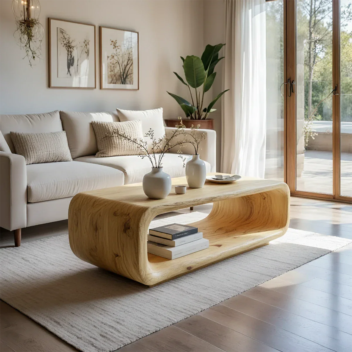 Contemporary oak coffee table with sleek top