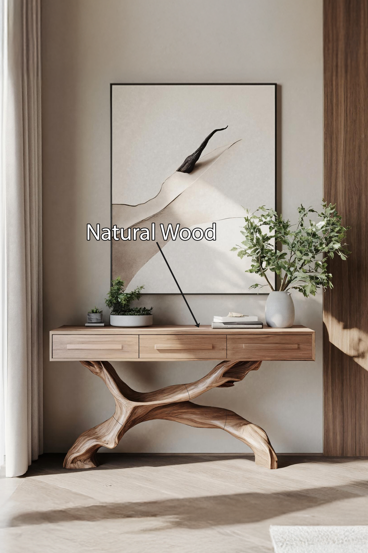 Mid Century Live Edge Entryway Table For Bedroom Rustic Accent