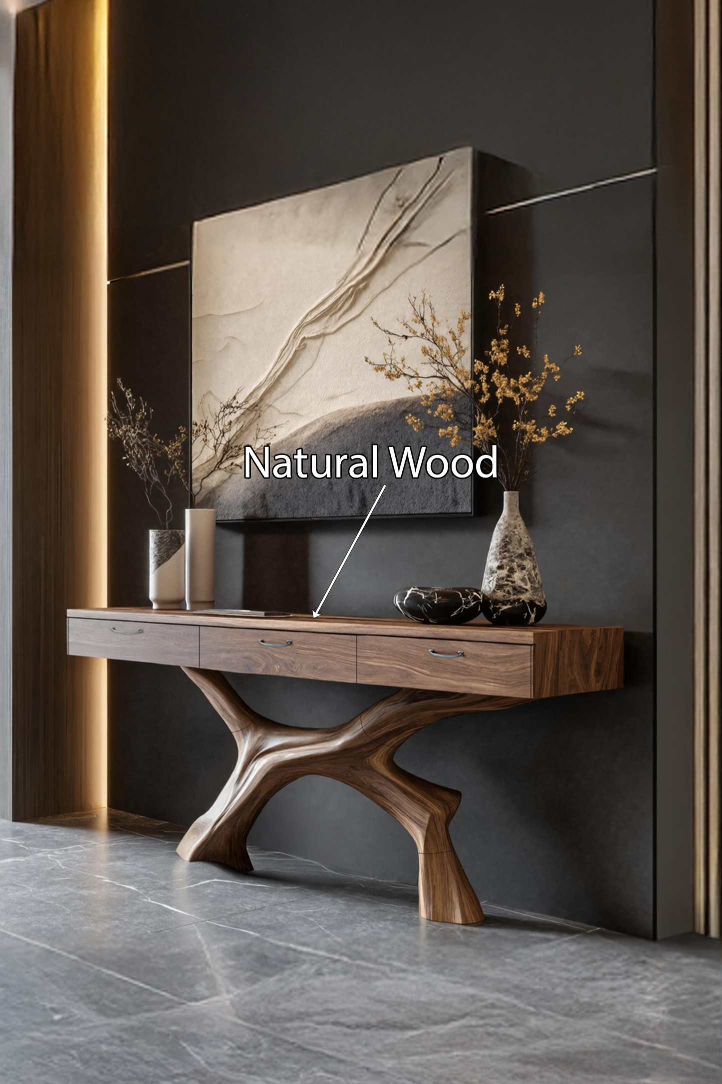 Mid Century Solid Wood Dressing Table For Modern Bedroom