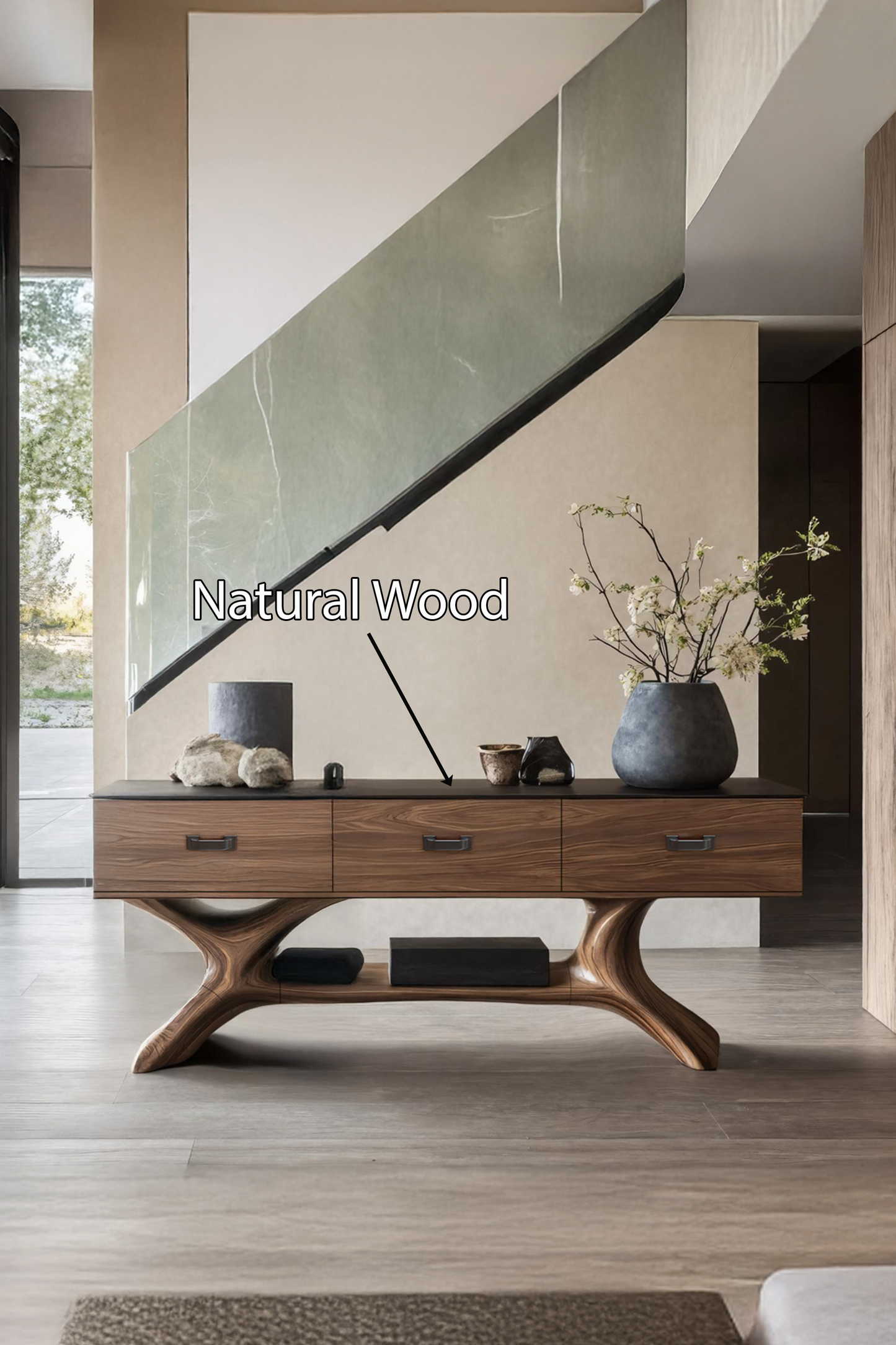 Handcrafted Solid Wood Dressing Table For Furniture Decor With Mirror