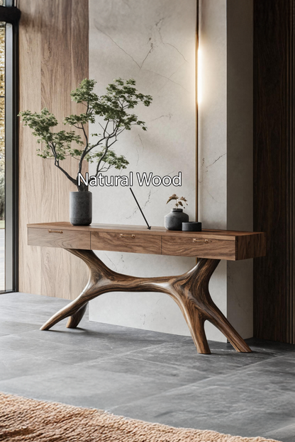 Farmhouse Wooden Console Table For Furniture Decor With Drawers