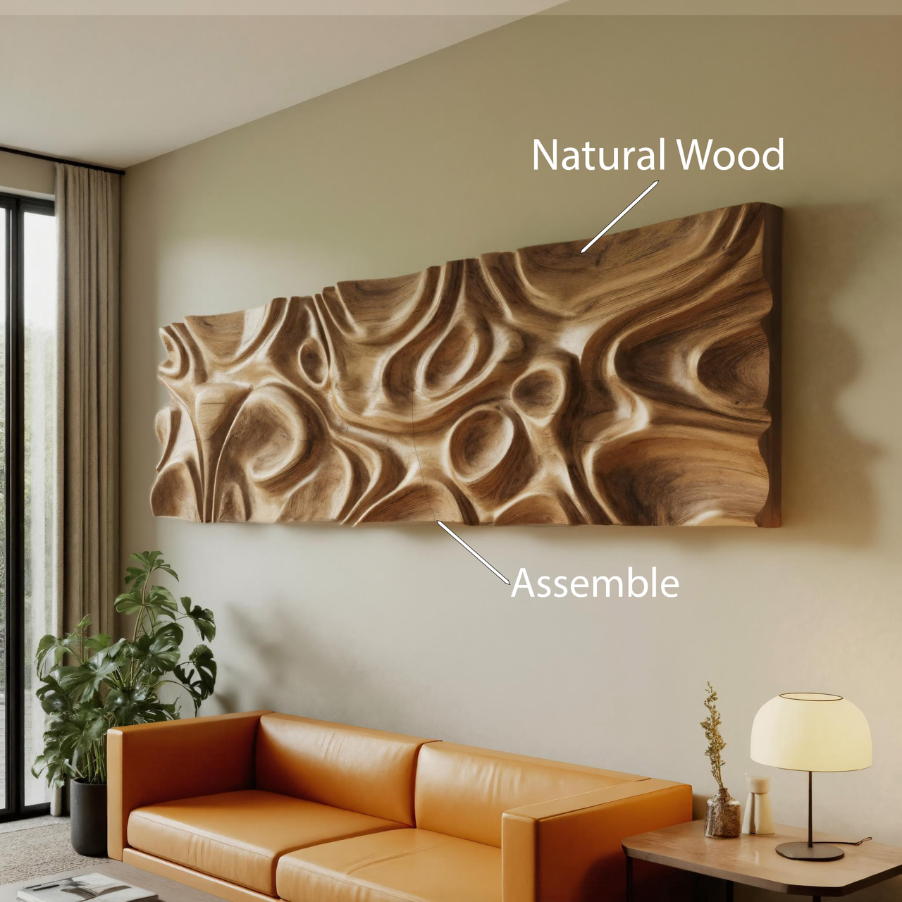 Modern Abstract Carved Wall Art Panel For Living Room