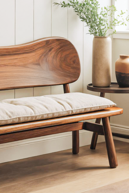 Modern Bench With Curved Backrest For Bedroom
