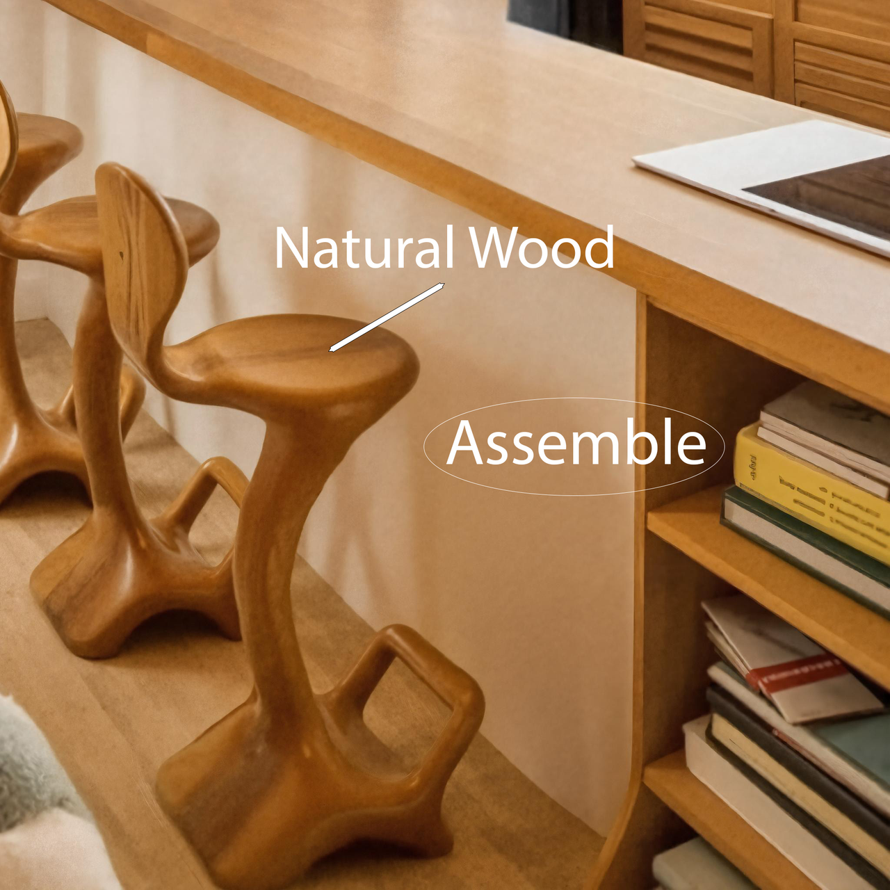 Sculptural Organic Bar Stool For Kitchen Or Interiors