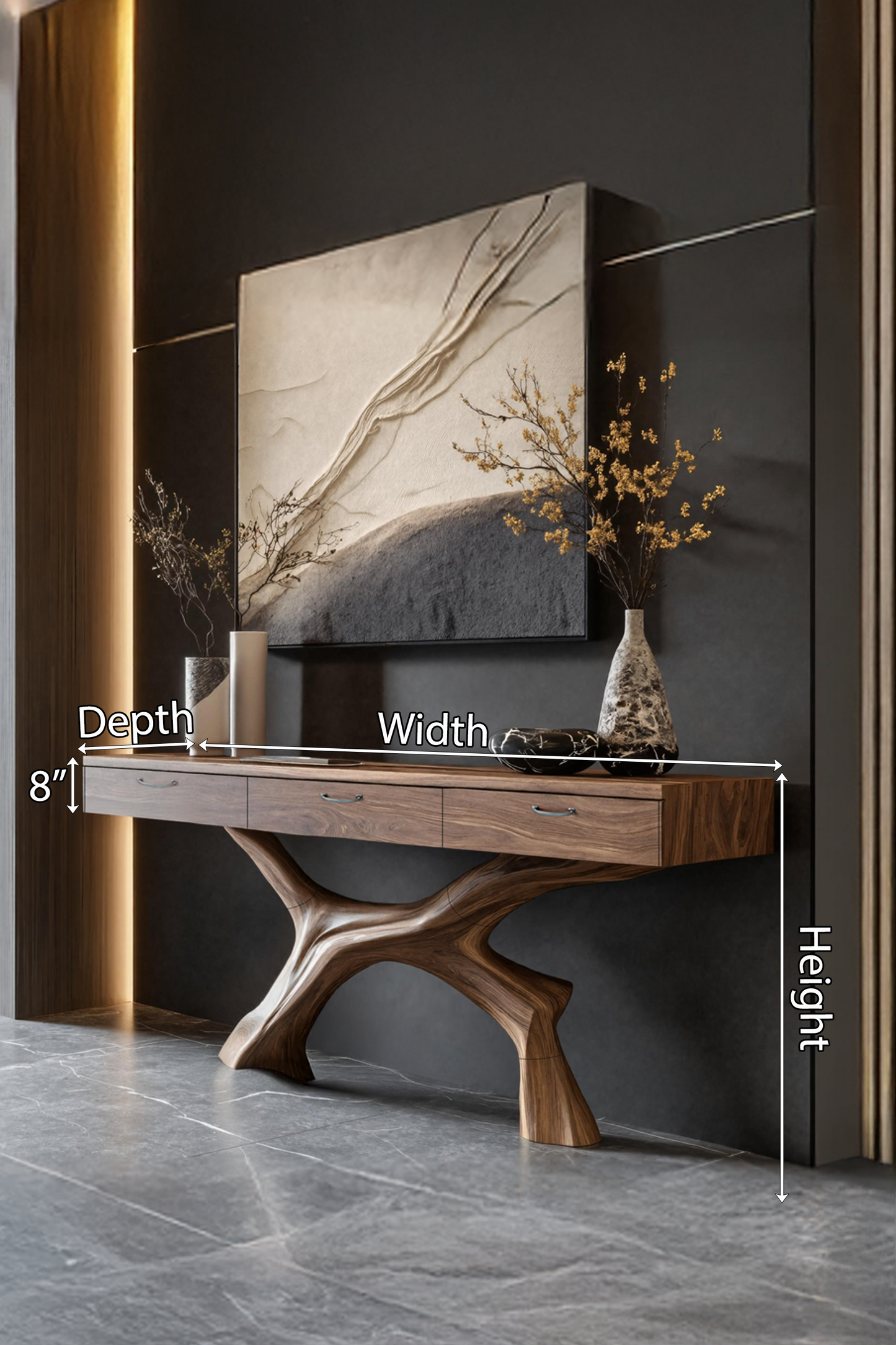 Mid Century Solid Wood Dressing Table For Modern Bedroom