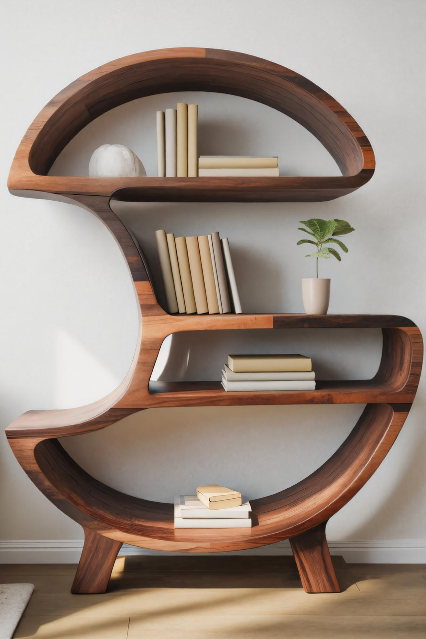 Modern Organic Bookshelf For Living Room Or Office