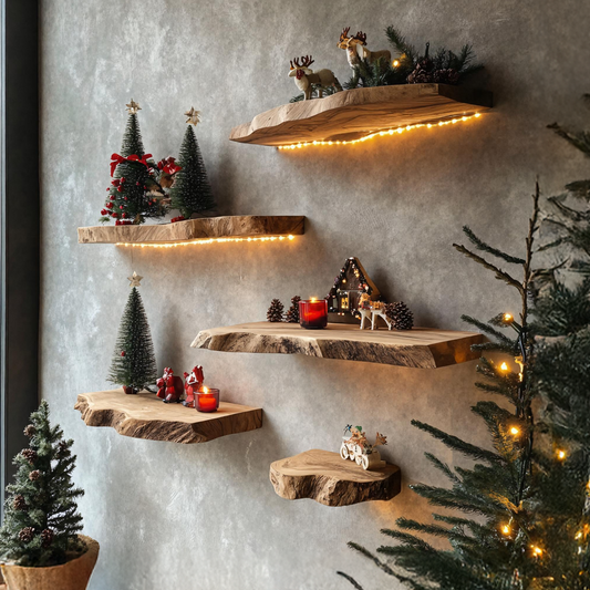 Handcrafted Wooden Floating Shelf For Holiday Entryway Wall Decor