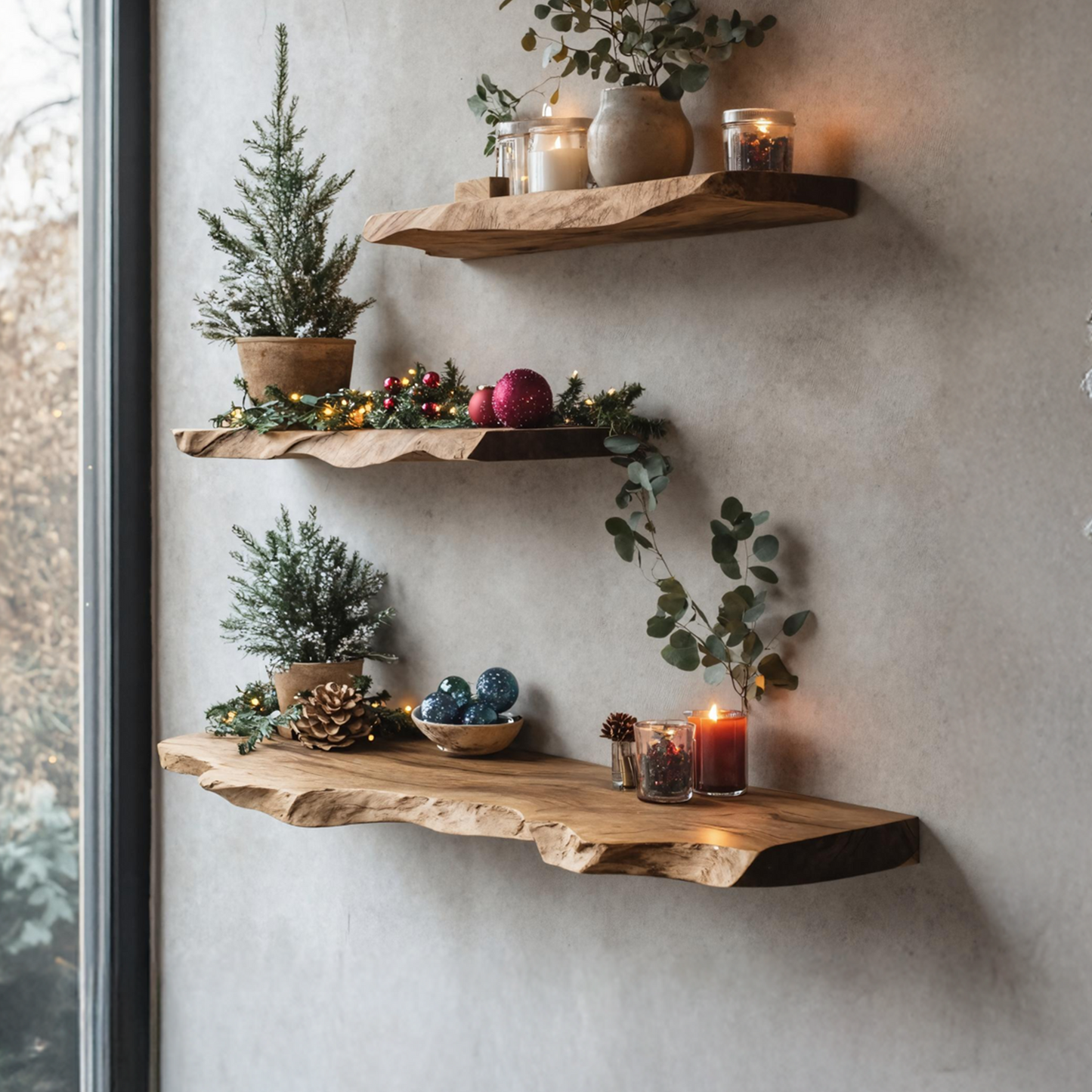 Mid Century Solid Wood Floating Shelf For Xmas Bedroom Organization