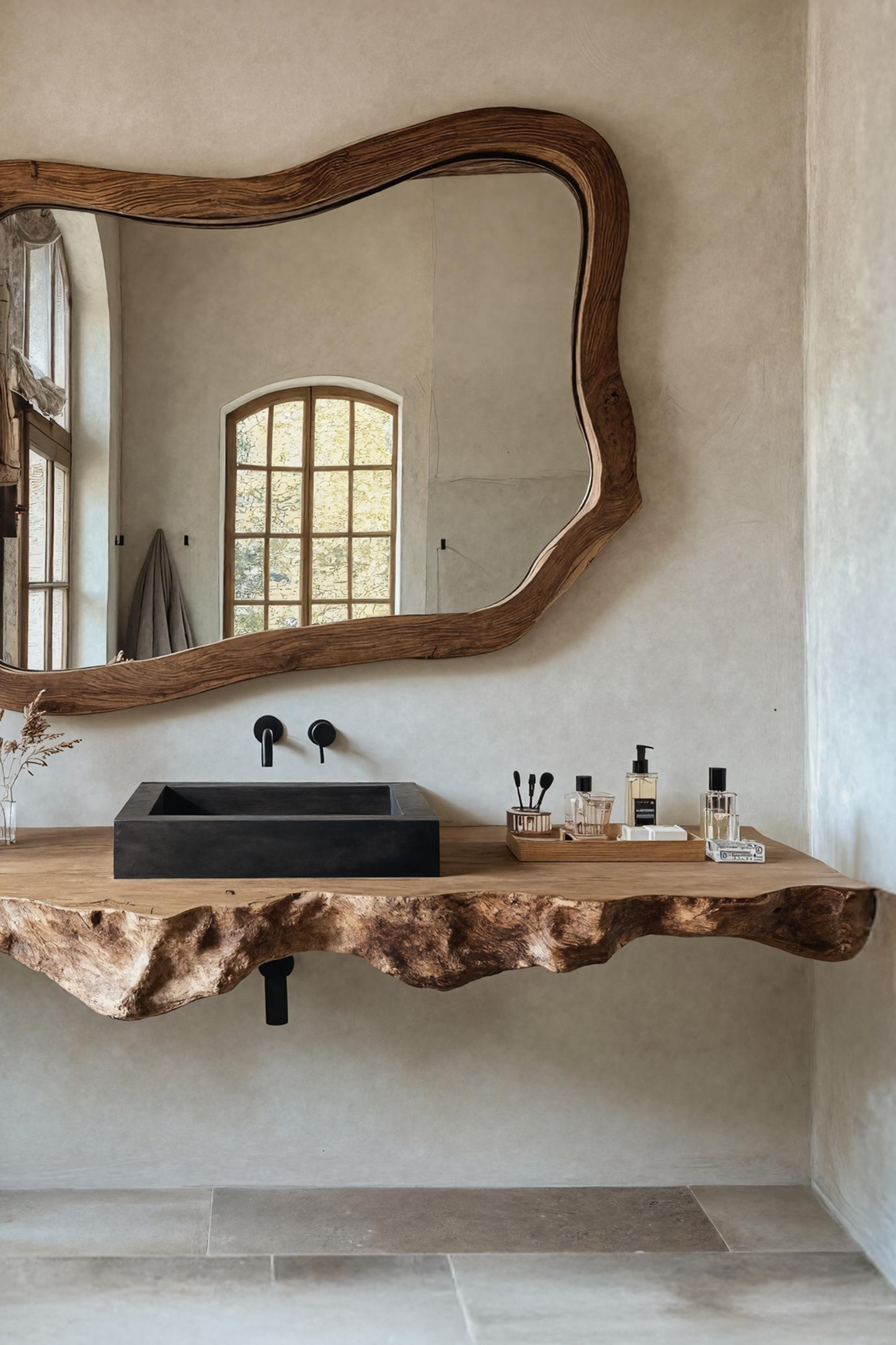 Live Edge Solid Wood Vanity For Rustic Bathroom