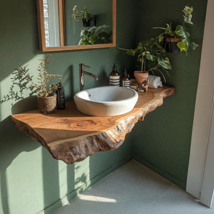 Farmhouse Bathroom Vanity In Solid Wood With Shelf
