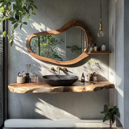 Rustic Bathroom Vanity With Live Edge Wood Detail