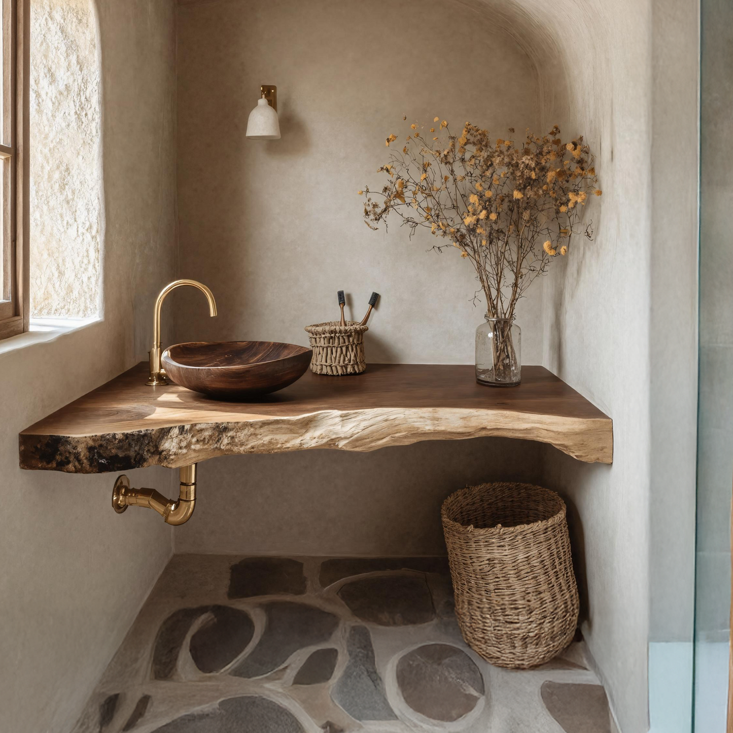 Solid Wood Floating Vanity For Farmhouse Bathroom