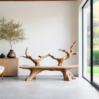 Mid Century Live Edge Bench For Elegant Patio