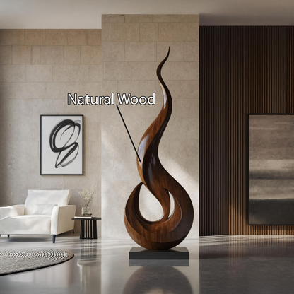 Mid Century Large Wooden Sculpture For Outdoor Art Decor