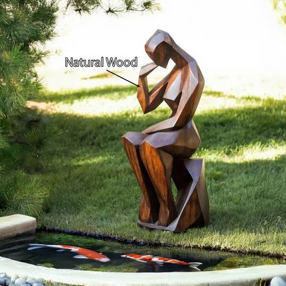 Farmhouse Wooden Sculpture For Garden Rustic Wall Decor