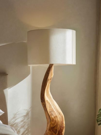 Modern Sculptural Floor Lamp With Curved Base For Bedroom