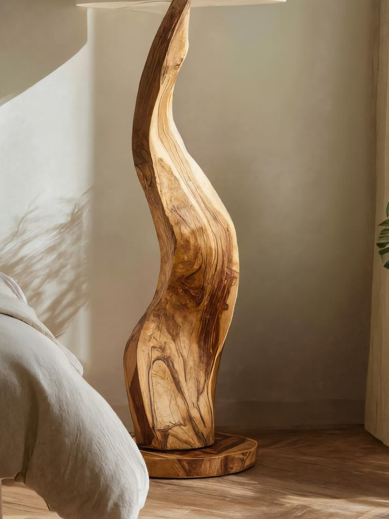 Modern Sculptural Floor Lamp With Curved Base For Bedroom