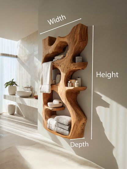 Handcrafted Sculpted Bathroom Shelf For Towels Or Storage