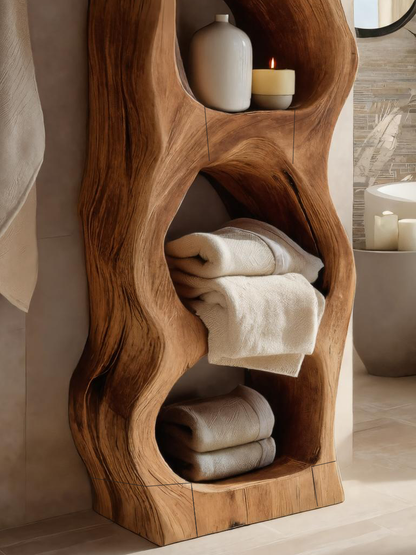 Organic Sculptural Bathroom Shelf For Towels Or Spa Essentials