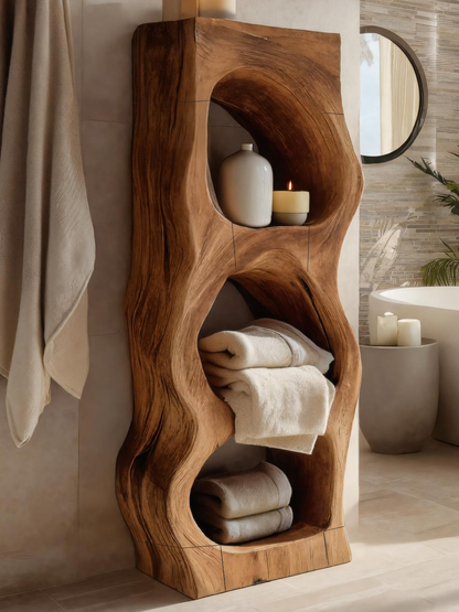Organic Sculptural Bathroom Shelf For Towels Or Spa Essentials