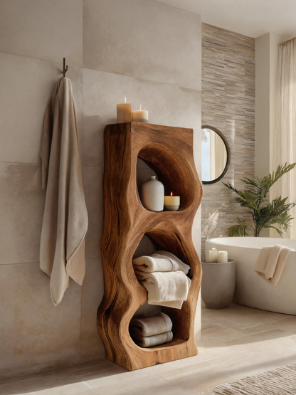 Organic Sculptural Bathroom Shelf For Towels Or Spa Essentials