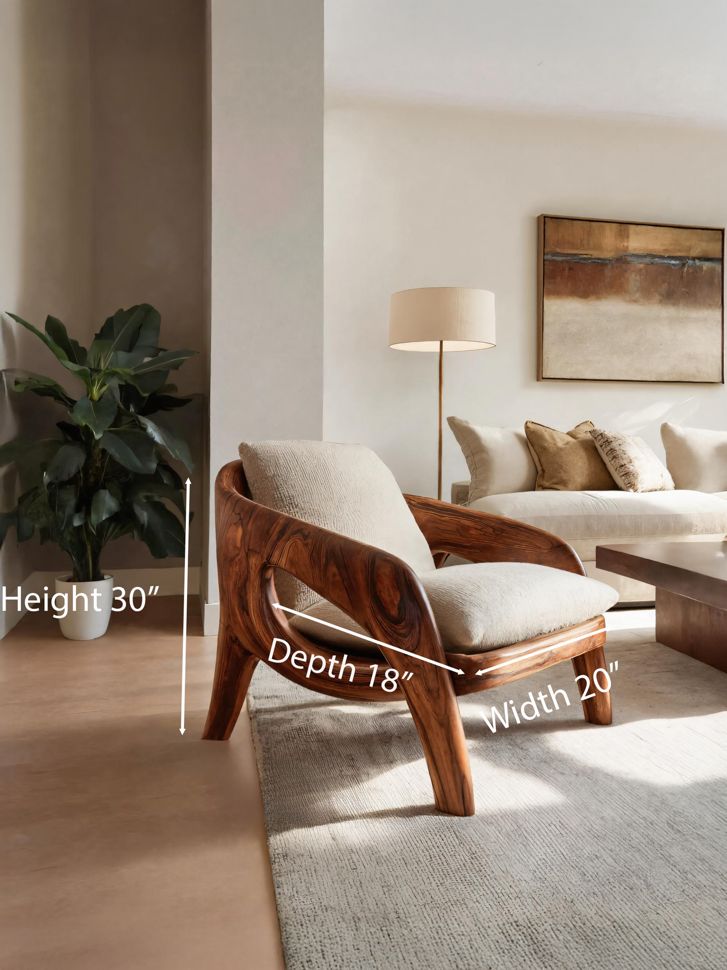 Contemporary Sculptural Lounge Chair For Living Room