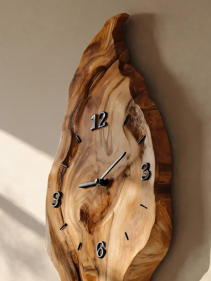 Rustic Wall Clock With Live Edge Design For Bedroom