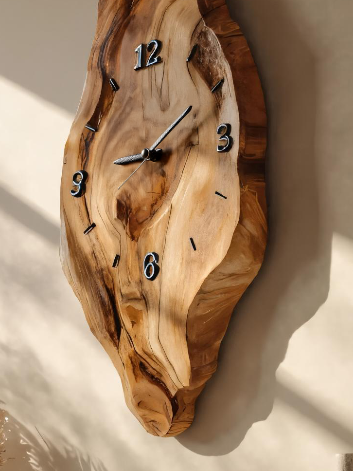 Rustic Wall Clock With Live Edge Design For Bedroom