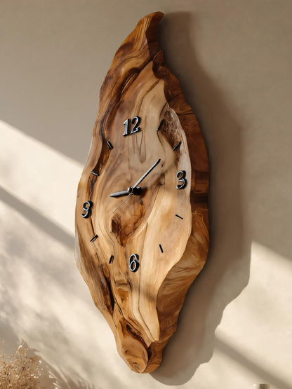 Rustic Wall Clock With Live Edge Design For Bedroom