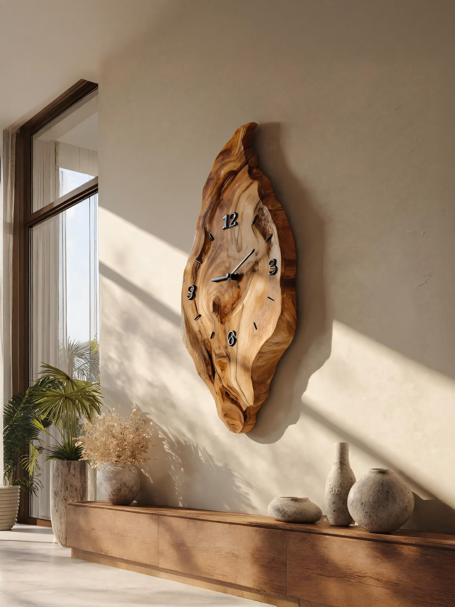 Rustic Wall Clock With Live Edge Design For Bedroom