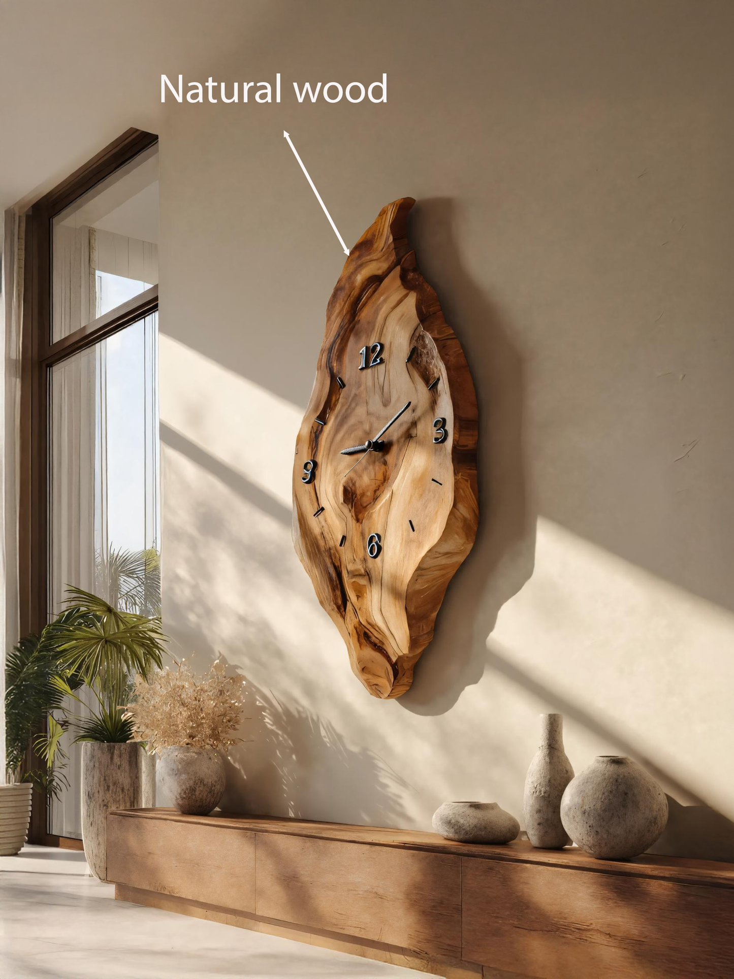 Rustic Wall Clock With Live Edge Design For Bedroom