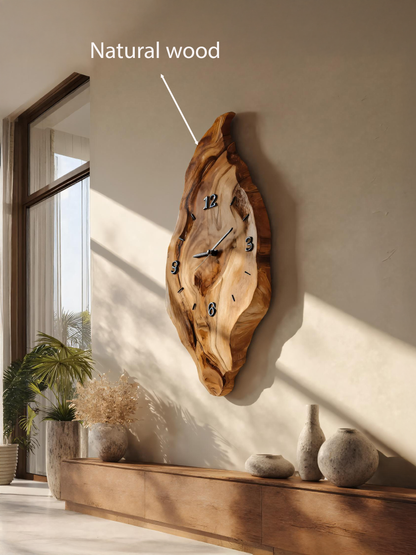 Rustic Wall Clock With Live Edge Design For Bedroom