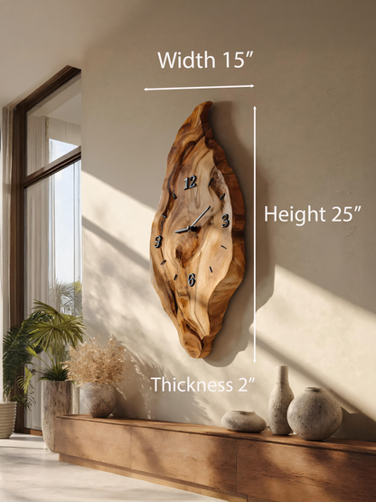 Rustic Wall Clock With Live Edge Design For Bedroom