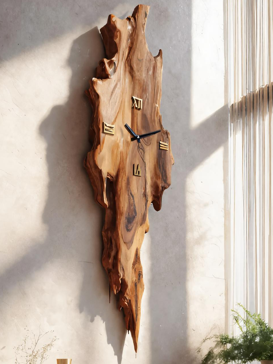 Rustic Wall Clock With Natural Edge Design For Bedroom