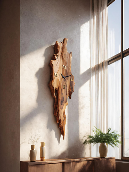 Rustic Wall Clock With Natural Edge Design For Bedroom