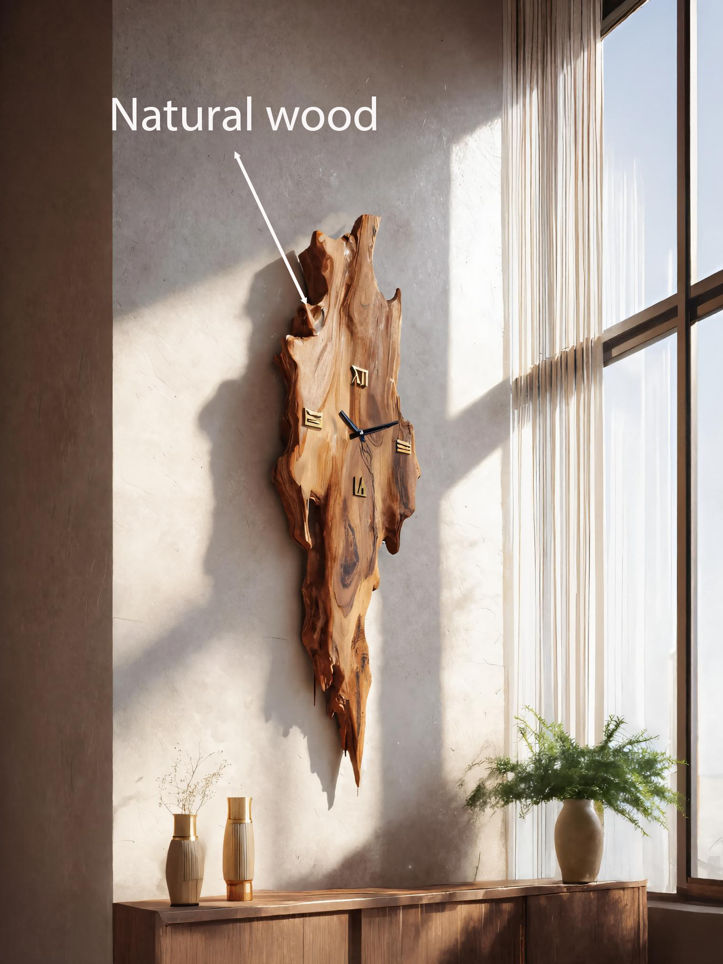 Rustic Wall Clock With Natural Edge Design For Bedroom