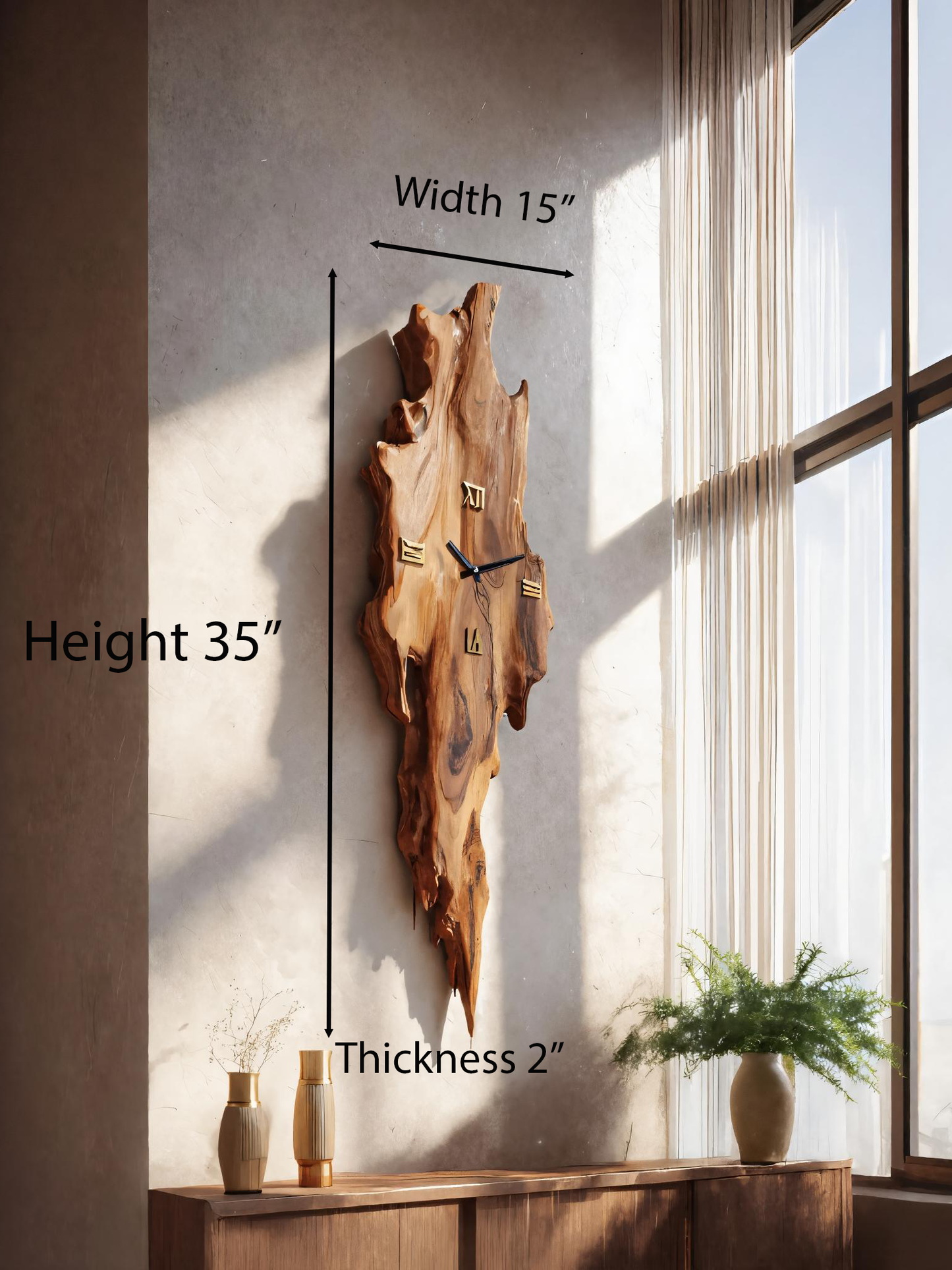 Rustic Wall Clock With Natural Edge Design For Bedroom
